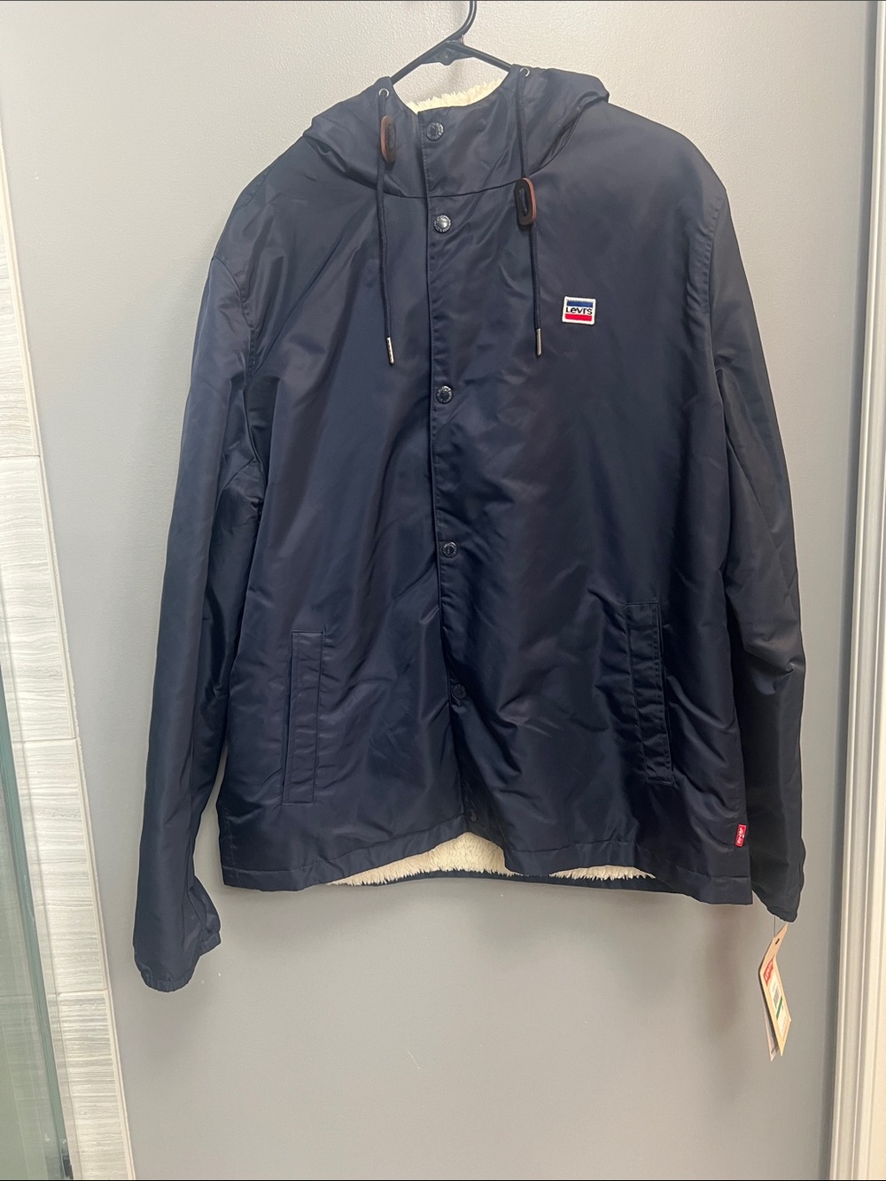 Levi's Men’s Navy Hooded Sherpa Jacket